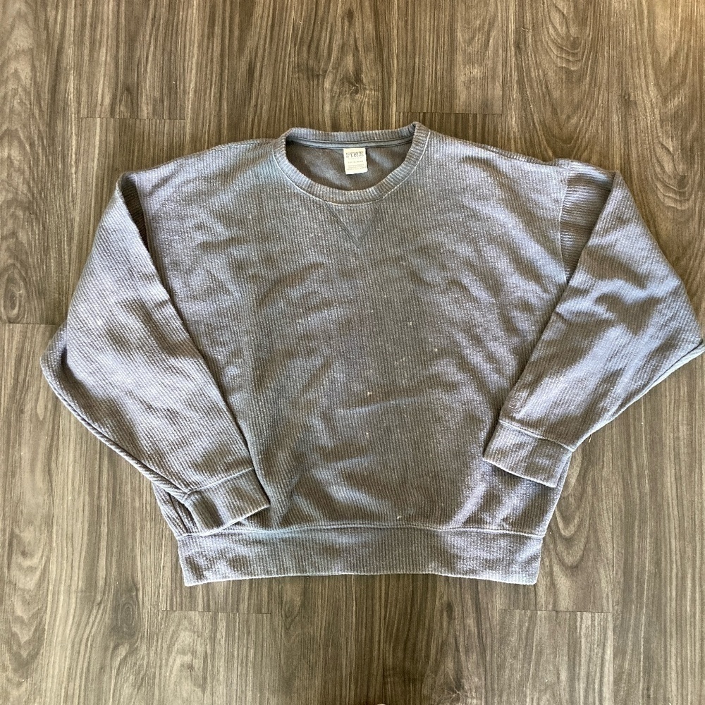 PINK Victoria Secret Grey Acid Wash Pullover Crew Sweater